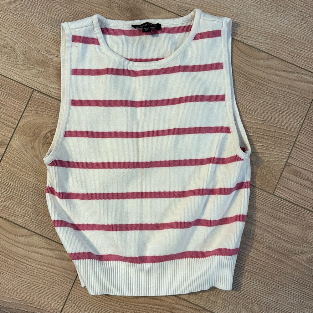 Dynamite Pink Stripes Ribbed Cami